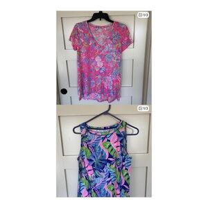 Bundle - Lilly Pulitzer Bright Tropical Print Tops - Pink & Blue
